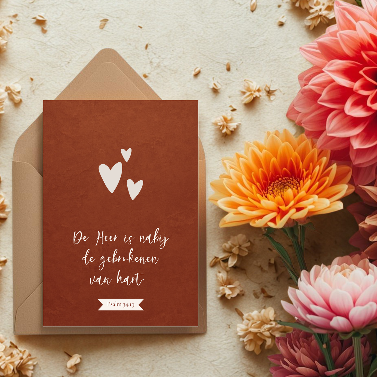 Kaart + kraft envelop || De Heer is nabij (Psalm 34)