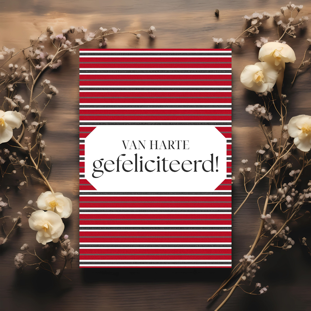 Kaart + kraft envelop || Gefeliciteerd - striept baotjen