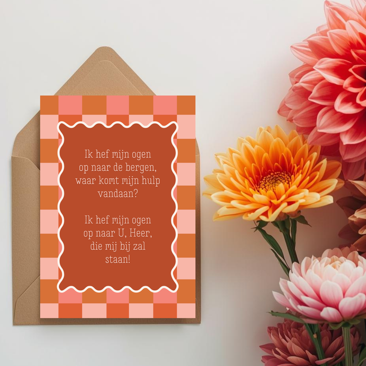 Kaart + kraft envelop || Ik hef mijn ogen op naar de bergen