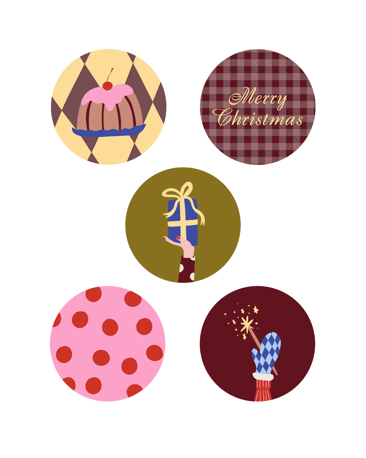 Stickers ''Kerst/nieuwjaar thema'' || 10 stuks || 40mm