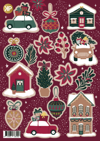 Stickervel (A5) - Kerst (ornamenten, auto etc.)