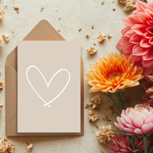 Kaart + kraft envelop || Beige hartje