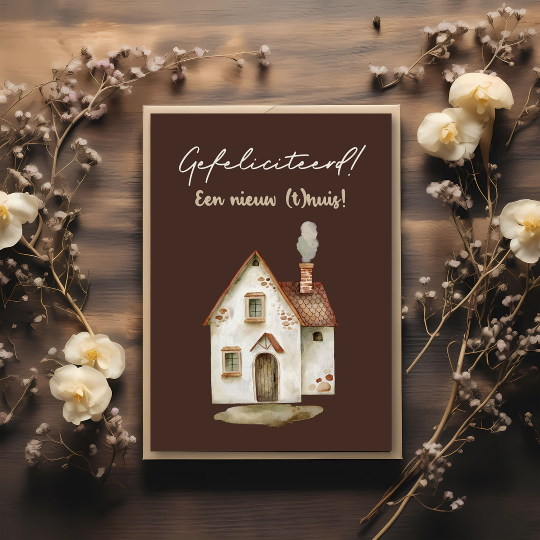 Kaart + kraft envelop || Gefeliciteerd - nieuw (t)huis