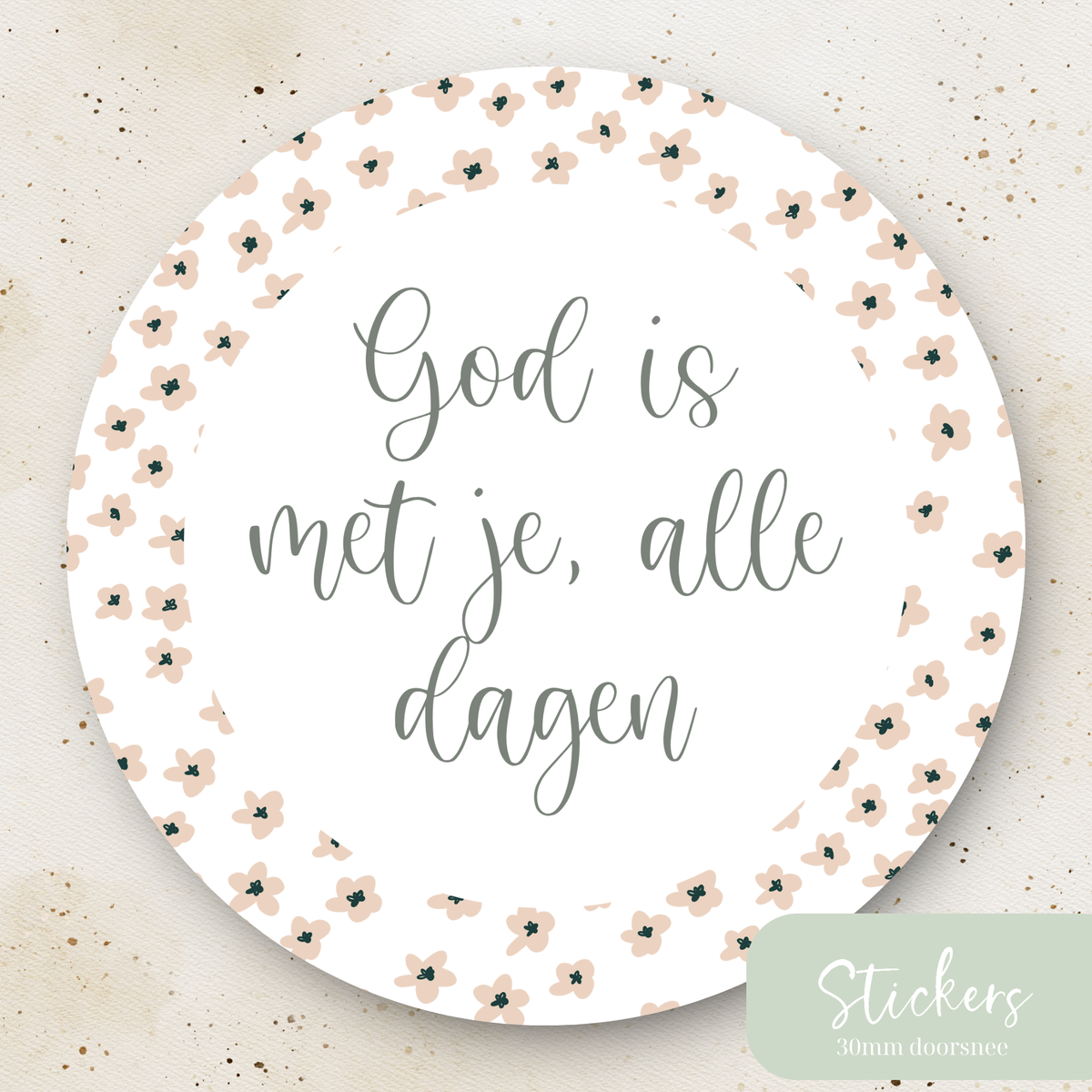 Stickers ''God is met je, alle dagen'' || 12 stuks || 30mm