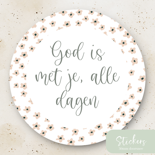 Stickers ''God is met je, alle dagen'' || 12 stuks || 30mm