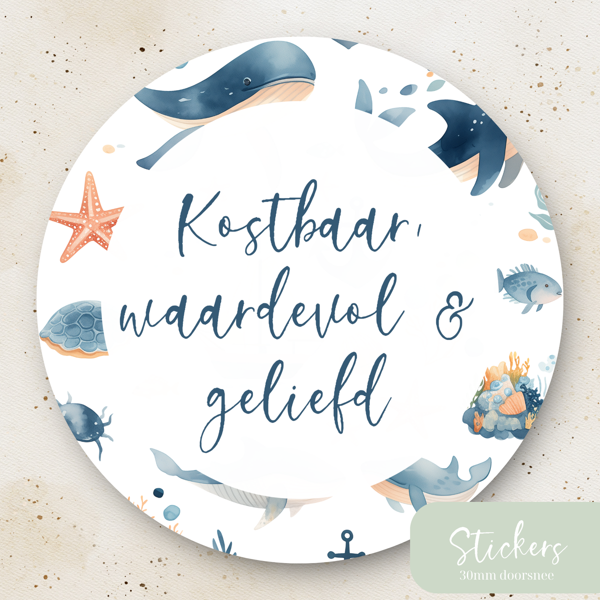Stickers ''Kostbaar, waardevol en geliefd'' || 12 stuks || 30mm