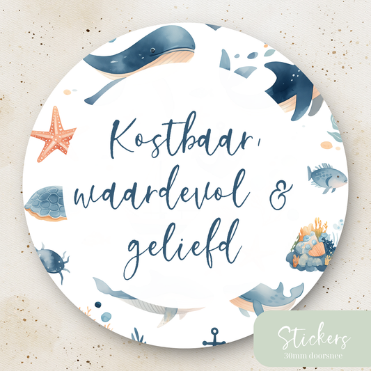 Stickers ''Kostbaar, waardevol en geliefd'' || 12 stuks || 30mm