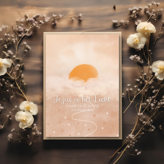 Kaart + kraft envelop || Jezus is het Licht, waardoor de wereld God kan zien