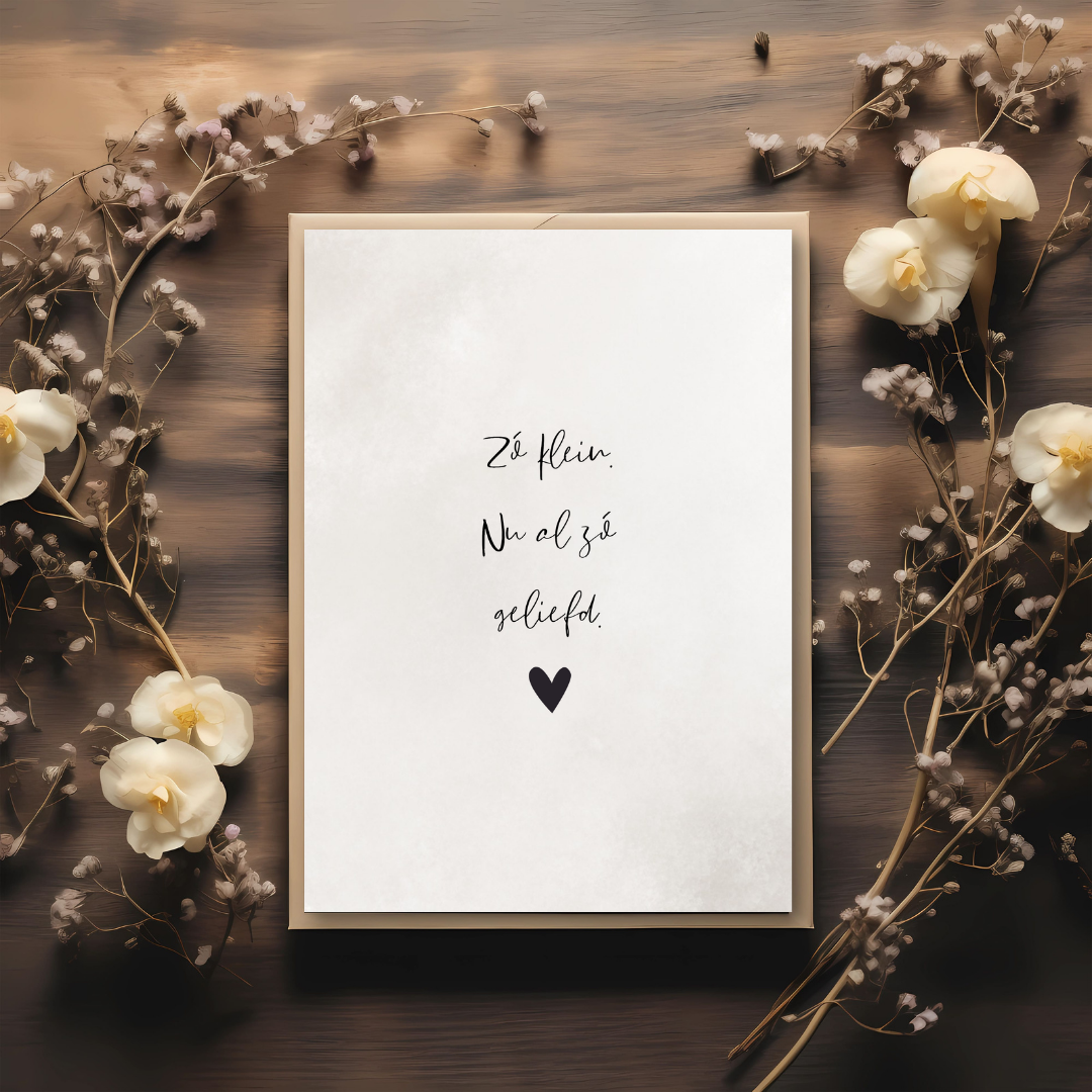 Kaart + kraft envelop || Zo klein, nu al zo geliefd 🖤