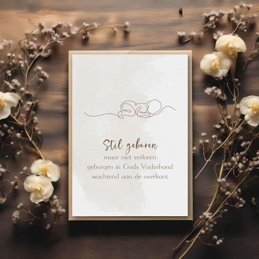 Kaart + kraft envelop || Stil geboren - gedichtje