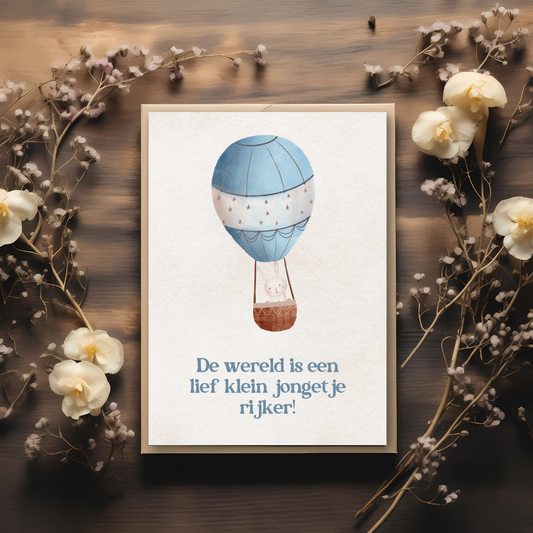 Kaart + kraft envelop || De wereld is een klein jongetje rijker