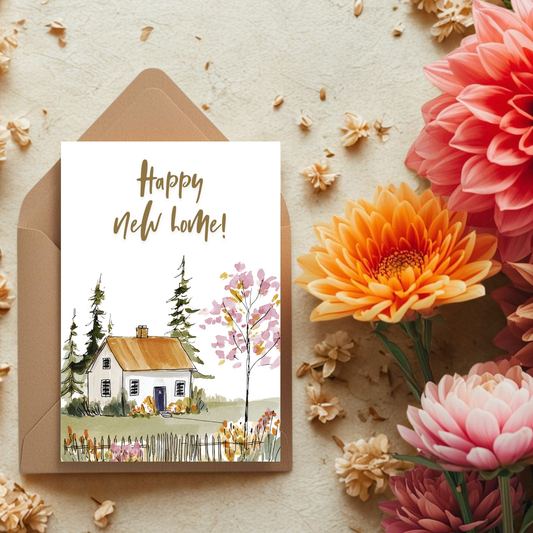 Kaart + kraft envelop || Happy New Home