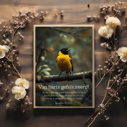 Kaart + kraft envelop || Van harte gefeliciteerd - Spreuken 8