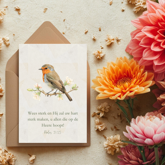 Kaart + kraft envelop || Psalm 31 - Wees sterk