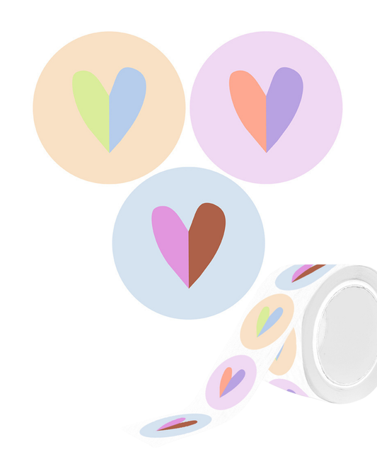 Stickers ''Duo Hearts beige/paars/blauw'' || 10 stuks || 35mm