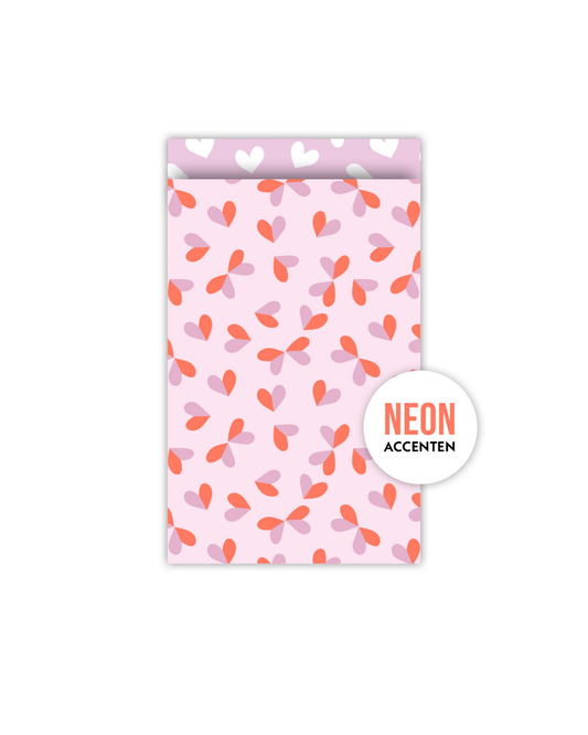 4 cadeauzakjes ''Butterfly Hearts Neon'' || 12x19cm
