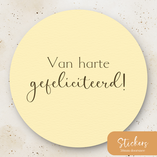Stickers ''Gefeliciteerd (geel)'' || 9 stuks || 50mm