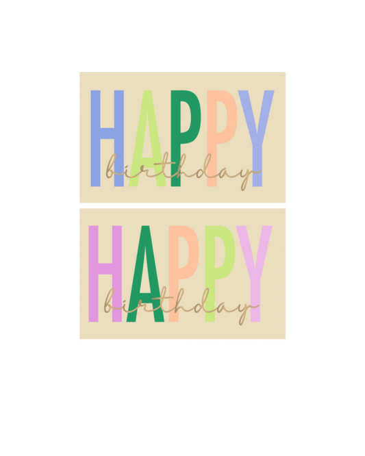 Stickers ''Happy Birthday rechthoek'' || 8 stuks || groot