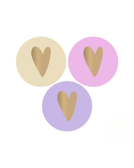Stickers ''roze/lila/beige hartjes'' || 9 stuks || 40mm