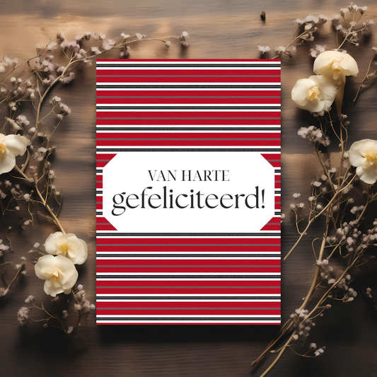 Kaart + kraft envelop || Gefeliciteerd - striept baotjen