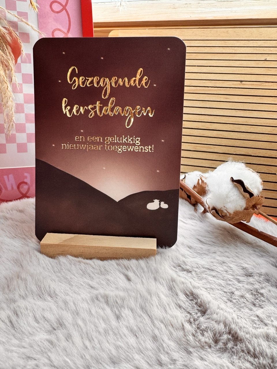 Kaart, ronde hoeken + envelop || Gezegende kerstdagen (schaapjes)