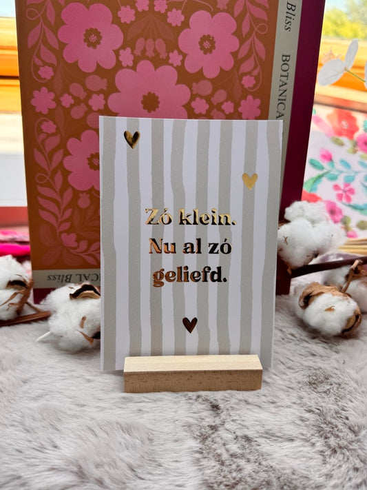 Kaart met goudfolie + kraft envelop || Zo klein, nu al zo geliefd
