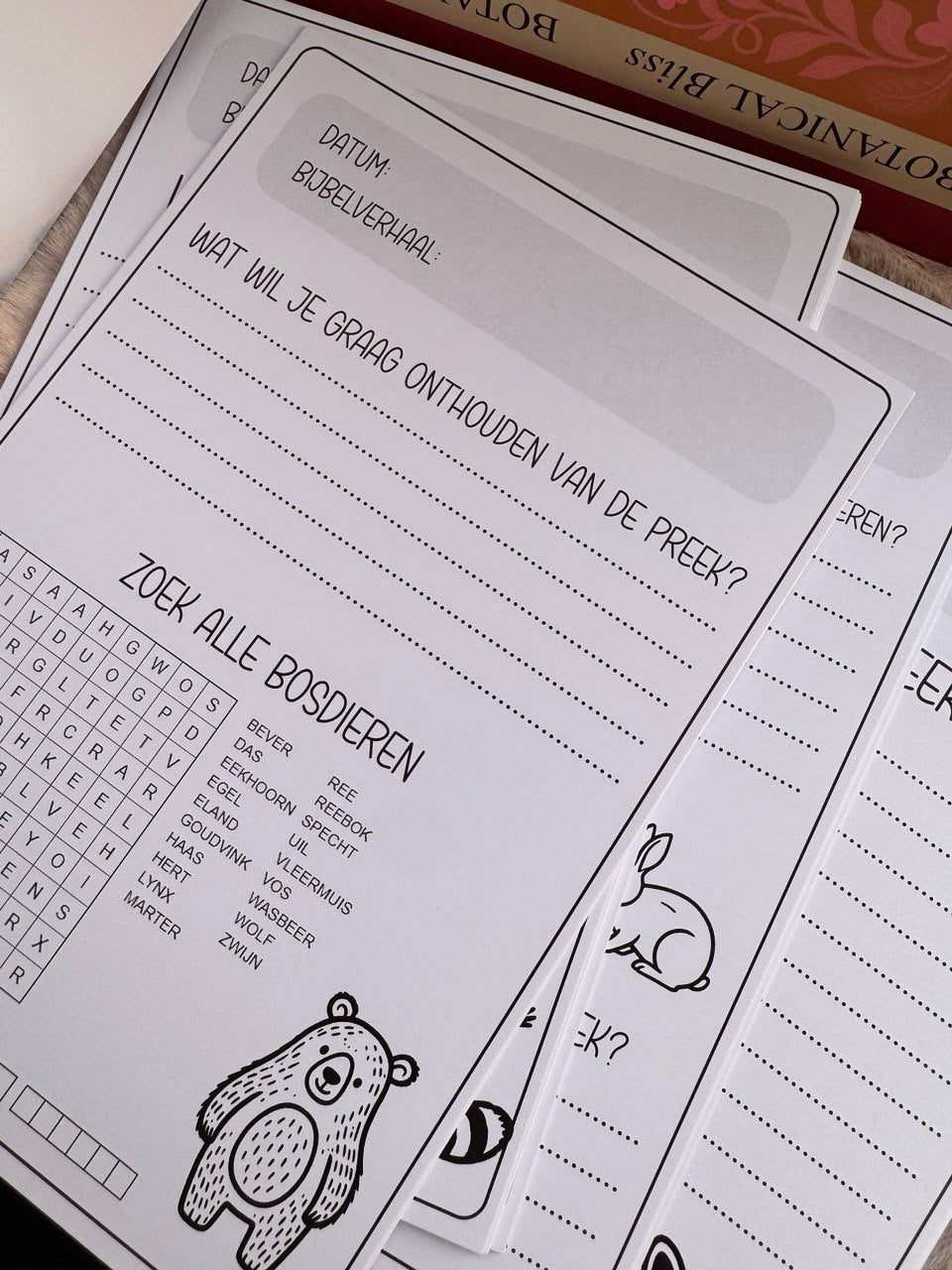 Prekenkaartjes voor kinderen || A5 formaat, stevig papier