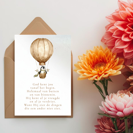 Kaart + kraft envelop || God kent jou, vanaf het begin