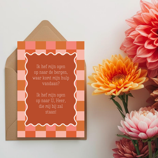 Kaart + kraft envelop || Ik hef mijn ogen op naar de bergen