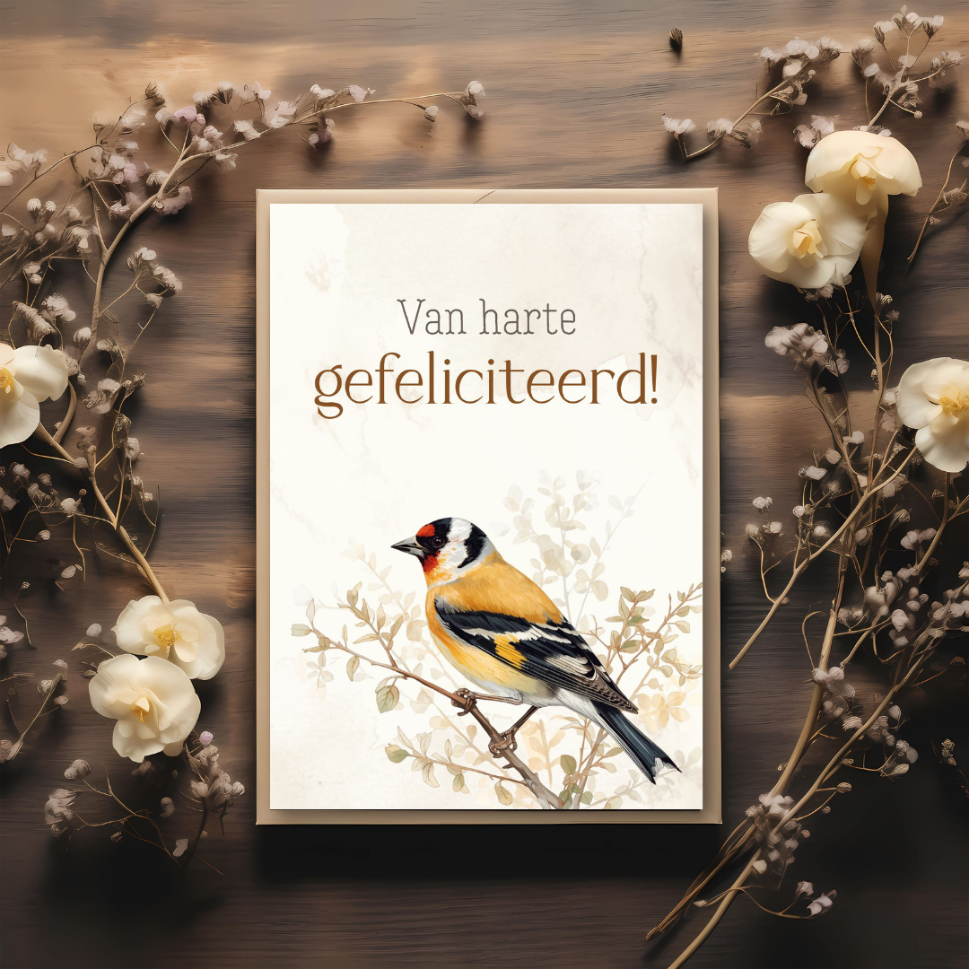 Kaart + kraft envelop || Gefeliciteerd - putter