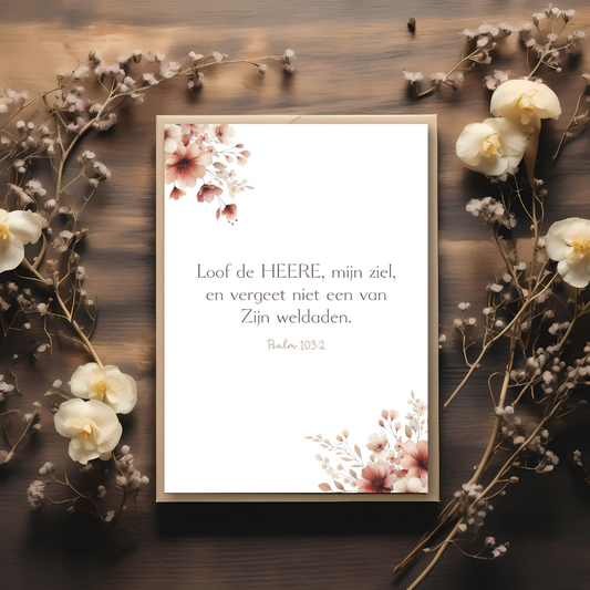 Kaart + kraft envelop || Loof de Heere, mijn ziel - psalm 103