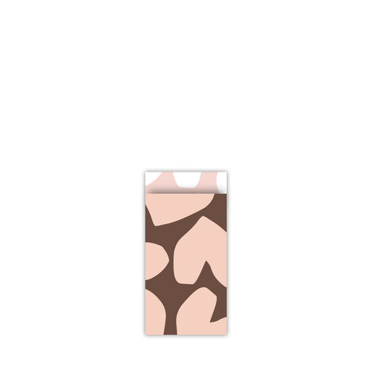 6 cadeauzakjes ''Brown/pink Hearts'' || 7x13cm