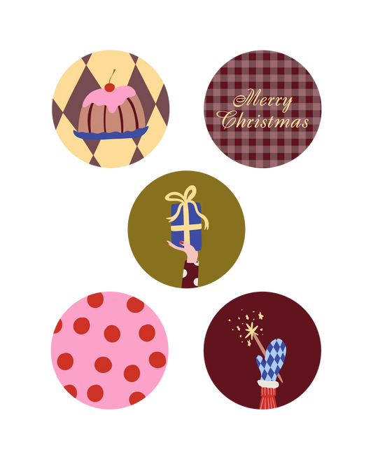 Stickers ''Kerst/nieuwjaar thema'' || 10 stuks || 40mm