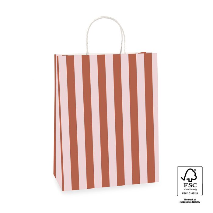 Cadeautas ''Chocolate/pink stripes'' || 26 x 12 x 31,5 cm