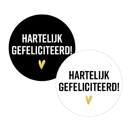 Stickers ''Hartelijk gefeliciteerd zwart/wit'' || 9 stuks