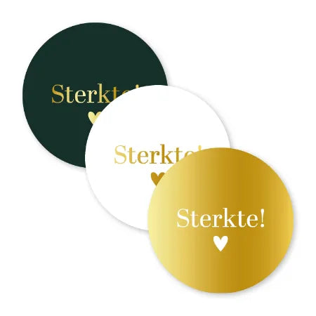 Stickers ''Sterkte'' zwart/wit/goud || 9 stuks