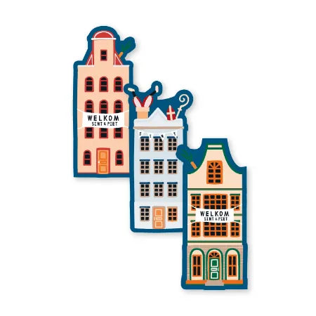 Stickers ''Sinterklaas huisjes'' || 9 stuks