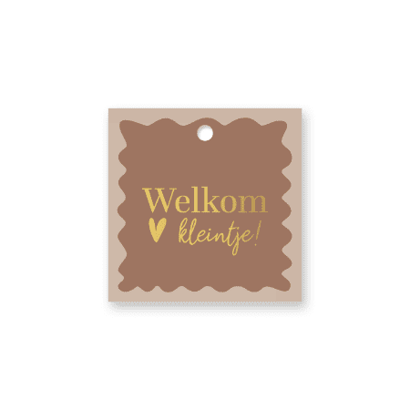 Kadolabel | Welkom kleintje (beige)