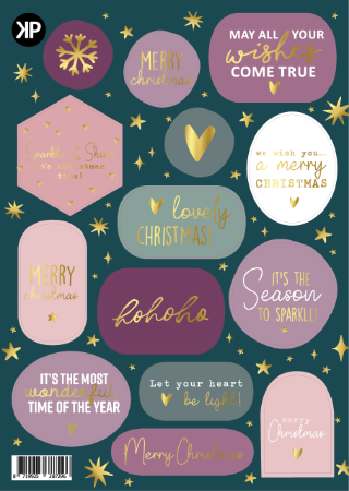 Stickervel (A5) - Kerst (Merry Christmas, blauwe achtergrond)